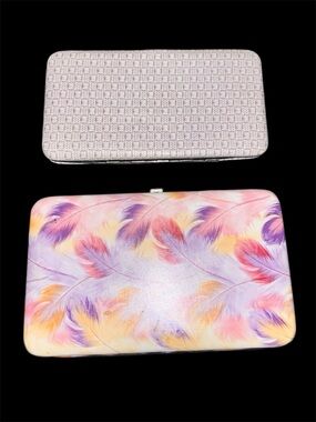 Vintage Hard-Shell Clutch Wallet Bundle (Set of 2) one regular sz one bigger sz